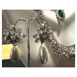 Collection of Vintage Faux Pearl and Rhinestone Jewelry, Featuring Les Bernard Necklace