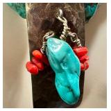 20-inch Turquoise and Coral Beaded Necklace