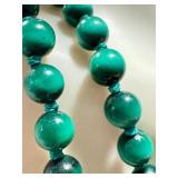 Vintage Malachite and Coral Hand Knotted Chinese Necklace