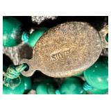 Vintage Malachite and Coral Hand Knotted Chinese Necklace