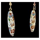 Vintage Cloisonné Style Bracelet and Earrings Set