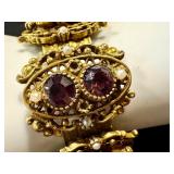 Vintage Victorian Style Bracelet with Purple Stones