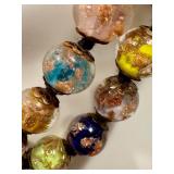 Venetian Murano Sommerso Aventurine Glass Beaded Necklace