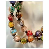 Venetian Murano Sommerso Aventurine Glass Beaded Necklace