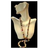 Venetian Murano Sommerso Aventurine Glass Beaded Necklace