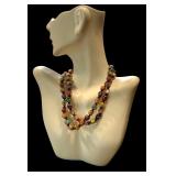 Venetian Murano Sommerso Aventurine Glass Beaded Necklace