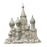 Vintage JJ Silver Tone Russian Kremlin Brooch Pin