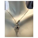 Sterling Silver Necklace with Girl Pendant and 19-Inch Chain