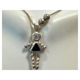 Sterling Silver Necklace with Girl Pendant and 19-Inch Chain