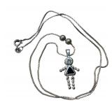 Sterling Silver Necklace with Girl Pendant and 19-Inch Chain