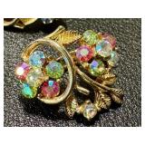 Collection of Vintage Jewelry with Floral and Gemstone Designs