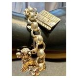 Sterling Silver Charm Bracelet with Dog Charm, Clapperboard, and Friendship Plaque - 7"