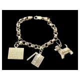 Sterling Silver Charm Bracelet with Dog Charm, Clapperboard, and Friendship Plaque - 7"