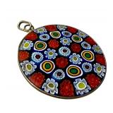 Colorful Millefiori Pendant with Detailed Floral Motif