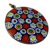 Colorful Millefiori Pendant with Detailed Floral Motif