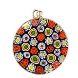 Colorful Millefiori Pendant with Detailed Floral Motif