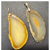 Pair of Polished Agate Slice Pendants