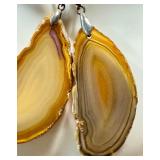 Pair of Polished Agate Slice Pendants