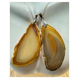 Pair of Polished Agate Slice Pendants