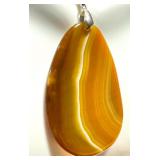 Polished Agate Pendant with Natural Striations