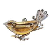 Vintage Silver Enameled Bird Brooch