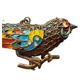 Vintage Silver Enameled Bird Brooch