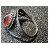 Silver and Amber Vine Cufflinks, Resin Amber-like Pendants, and Vintage Amber Ring