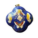 Vintage Cloisonné Enamel Pendants with Butterfly and Dragon Motifs