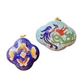 Vintage Cloisonné Enamel Pendants with Butterfly and Dragon Motifs