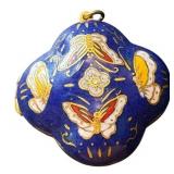 Vintage Cloisonné Enamel Pendants with Butterfly and Dragon Motifs