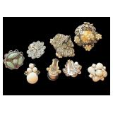 Set of 8 Vintage Clip and Screw Back Earrings - Assorted Styles