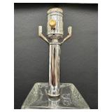 MCM Large Etched Cast Clear Glass Table Lamp - 1960