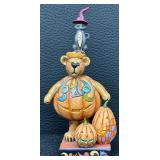 Jim Shore Bearstone Collection - Gourdy Punkinbeary Midnight Bearstone
