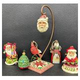 Jim Shore Heartwood Creek Six Ornament Collection with Square Quilted 10" Ornament Holder