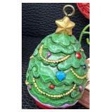 Jim Shore Heartwood Creek Six Ornament Collection with Square Quilted 10" Ornament Holder