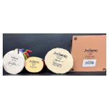 Jim Shore Heartwood Creek Six Ornament Collection with Square Quilted 10" Ornament Holder