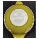 Vintage Pyrex Spring Blossom 1 1/2 Qt Casserole Dish and Pyrex Turquoise Blue Mixing Bowl