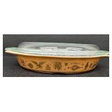 Pyrex "Early American" Pattern Divided Casserole with Lid