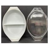 Pyrex "Early American" Pattern Divided Casserole with Lid