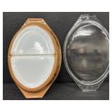 Pyrex "Early American" Pattern Divided Casserole with Lid