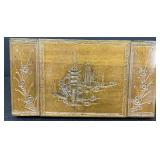 Vintage Wood Carved Jewelry Box with Mirror and Two Drawers