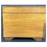 Vintage Wood Carved Jewelry Box with Mirror and Two Drawers