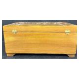 Vintage Wood Carved Jewelry Box with Mirror and Two Drawers