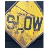 Retired Rustic SLOW Metal Street Sign