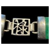 Vintage Chinese Jadeite Bracelet with Silver Accents