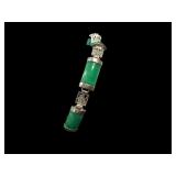 Vintage Chinese Jadeite Bracelet with Silver Accents