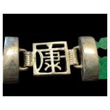 Vintage Chinese Jadeite Bracelet with Silver Accents