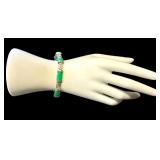 Vintage Chinese Jadeite Bracelet with Silver Accents