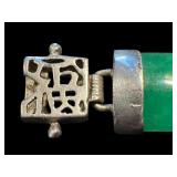 Vintage Chinese Jadeite Bracelet with Silver Accents