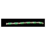 Vintage Chinese Jadeite Bracelet with Silver Accents